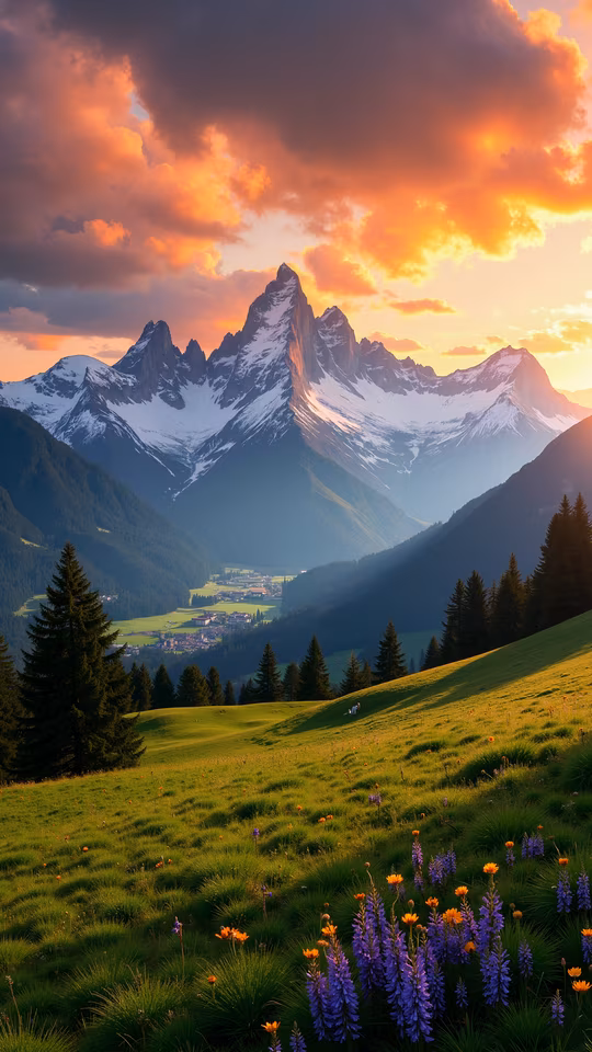 Mountain Sunset Illustration