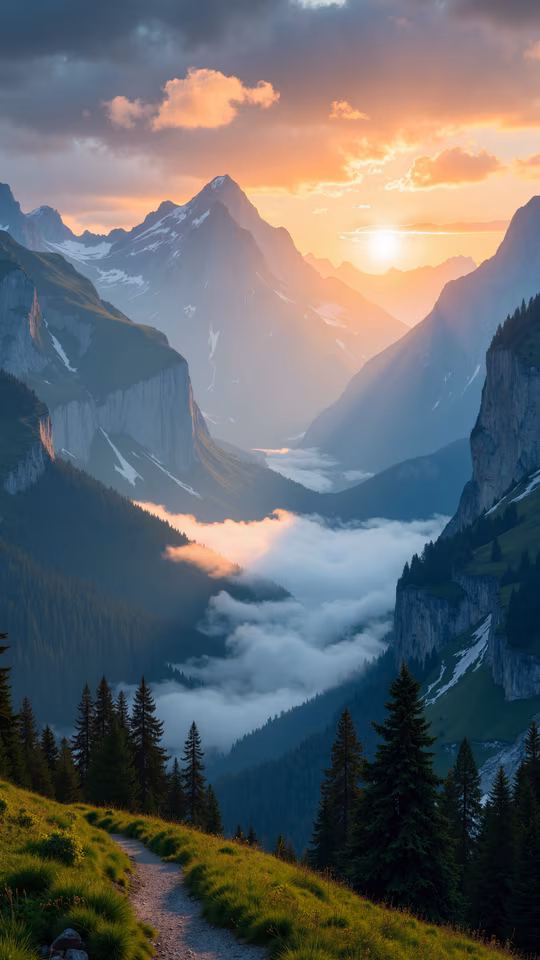Mountain Sunset Illustration