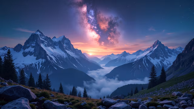 Mountain Sunset Illustration