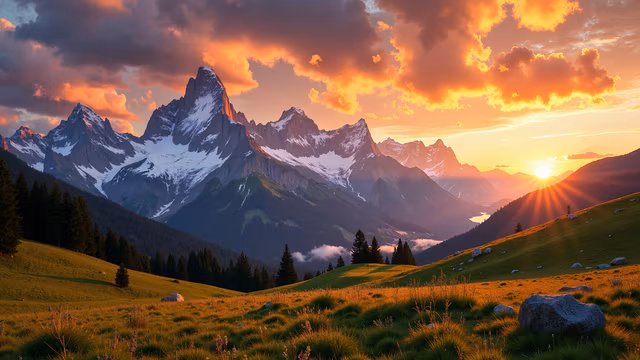 Mountain Sunset Illustration