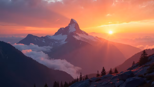Mountain Sunset Illustration