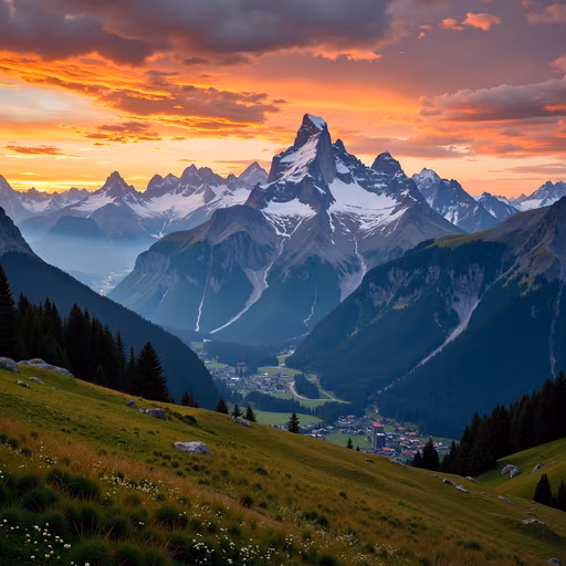 Mountain Sunset Illustration