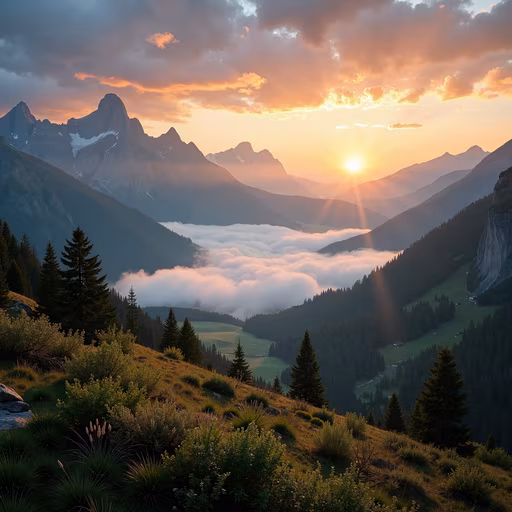 Mountain Sunset Illustration