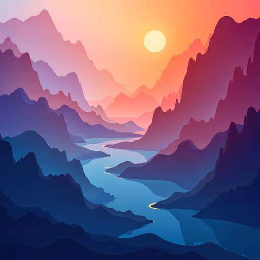 Mountain Sunset Illustration