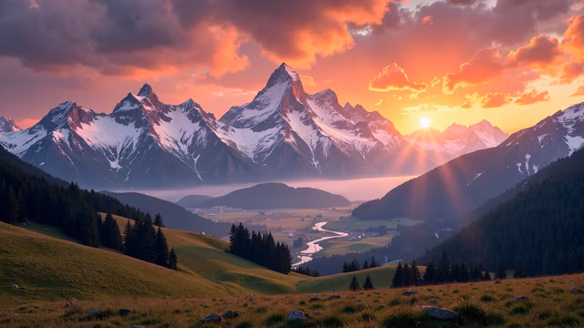 Mountain Sunset Illustration