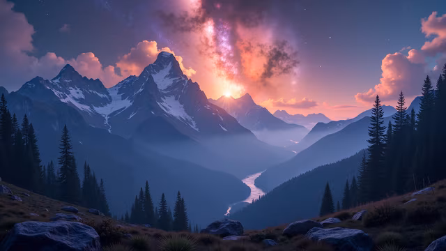 Mountain Sunset Illustration