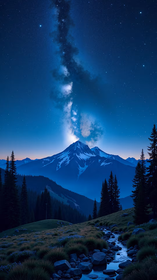 Night Sky Over Mountain