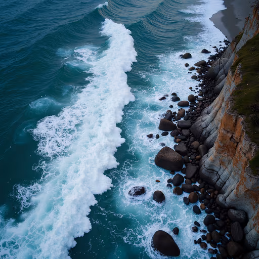 Ocean Wave Cliff Illustration