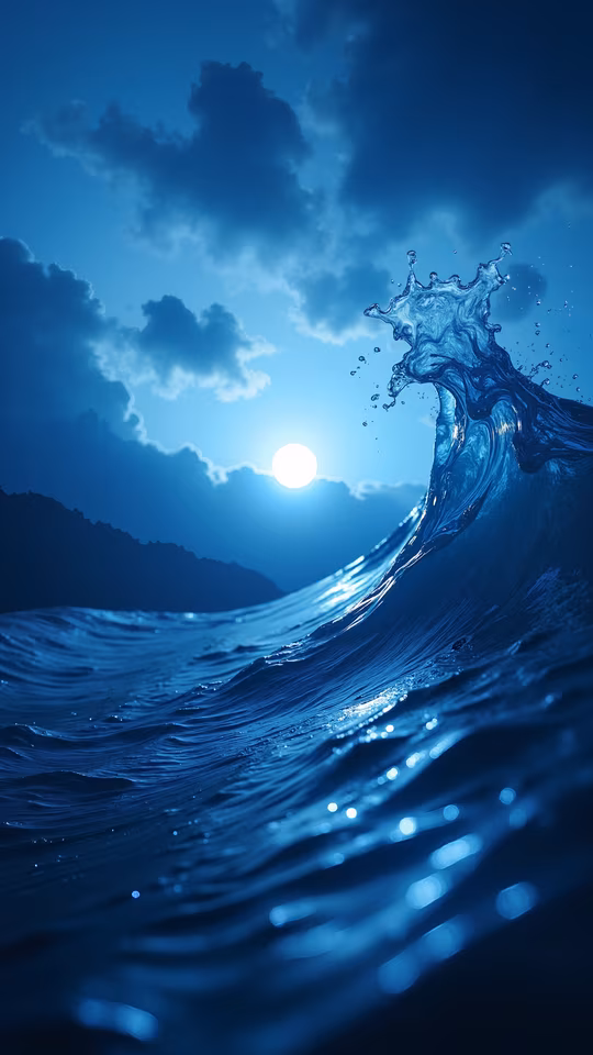 Ocean Wave Sunset Illustration