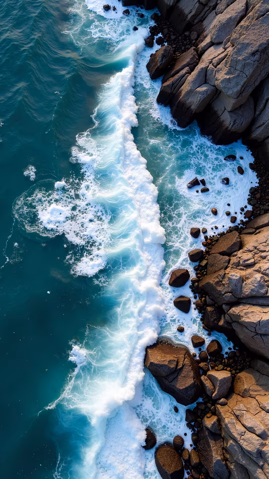 Ocean Waves Crashing Against Rocks