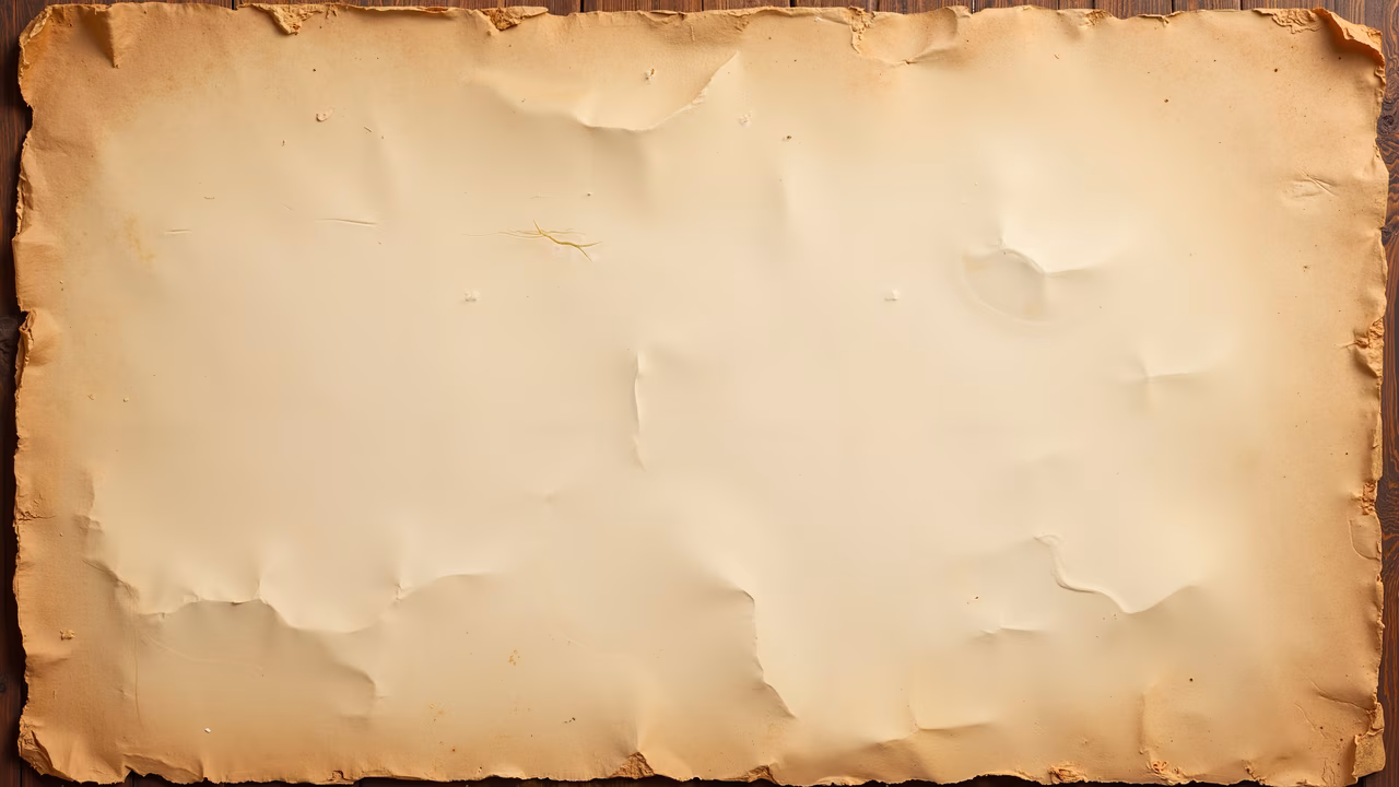 An old, textured sheet of paper with wrinkles and stains, perfect for backgrounds or textures in design projects.
