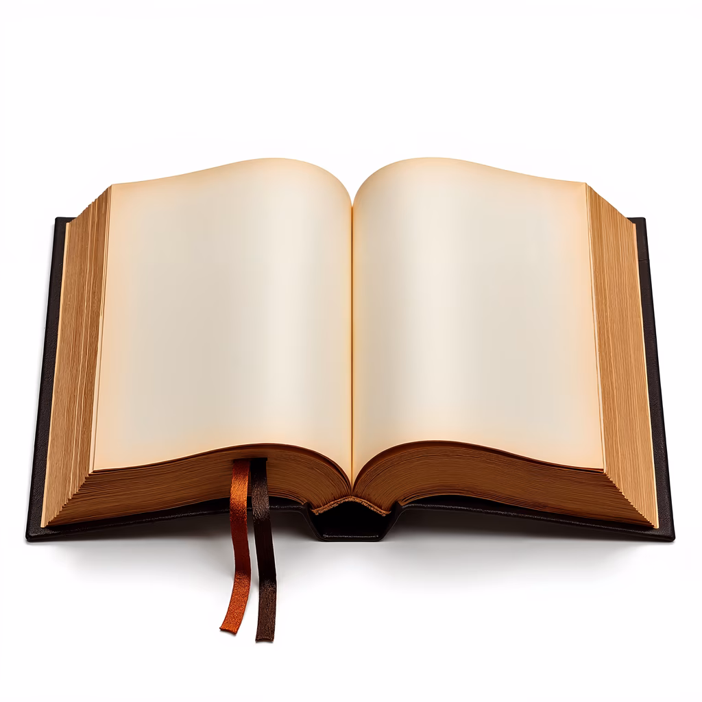 Blank pages of an open book, symbolizing education and discovery.