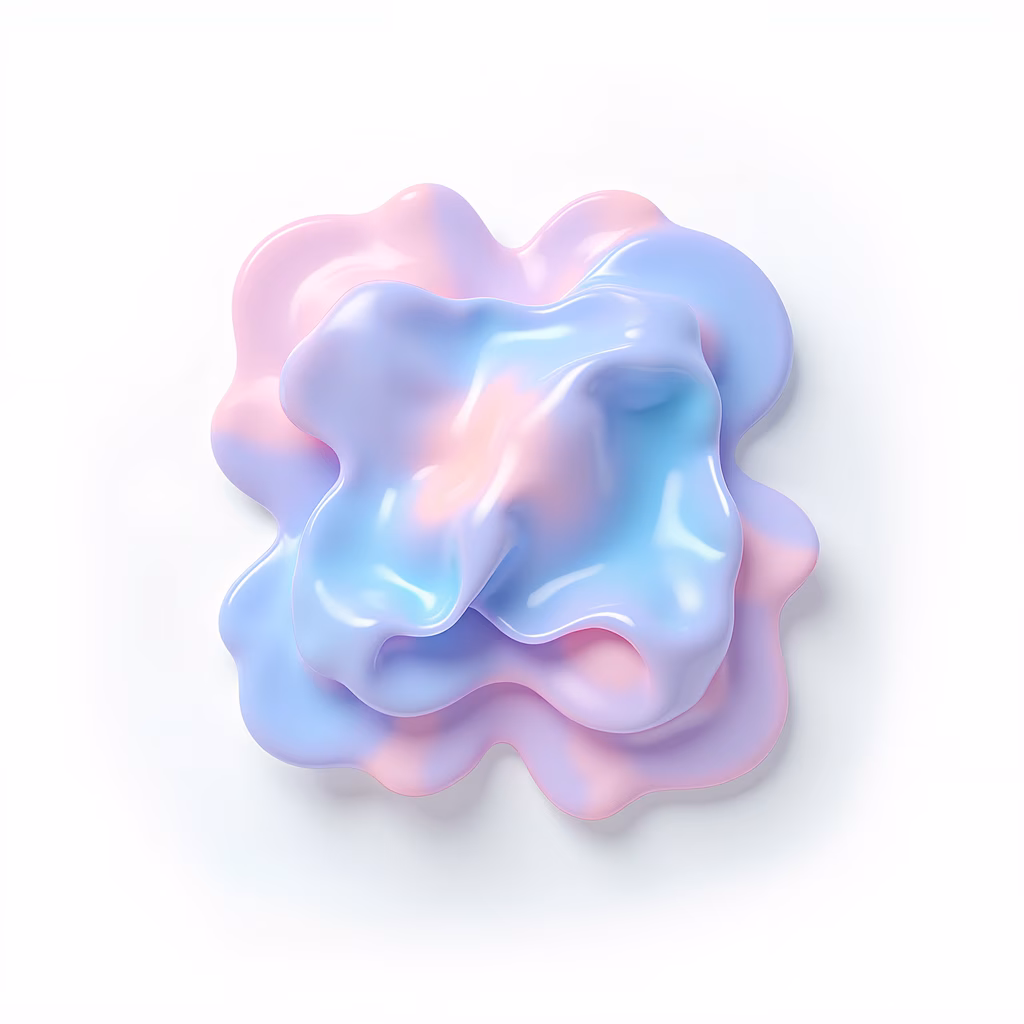 A mesmerizing pastel holographic blob with smooth transitions and glossy texture.