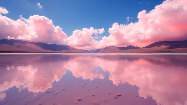 Pink Lake Reflection
