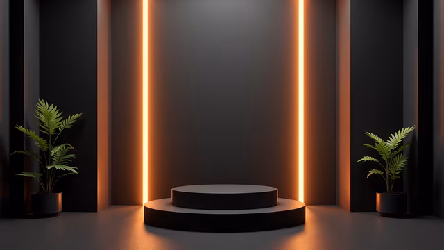 Podium with Neon Lights