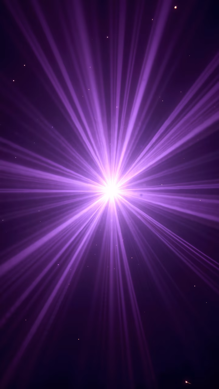 Dynamic purple light burst with intense radiance against a dark background, creating an energetic and modern abstract effect.