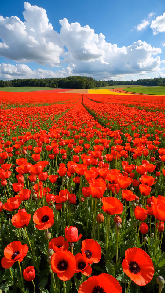 Red Poppy Field Illustration