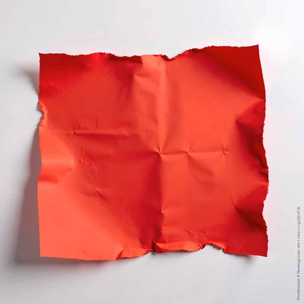 A piece of vibrant red silk fabric with smooth texture and rich color, minimalist style.