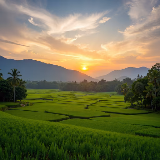 Rice Fields at Sunset