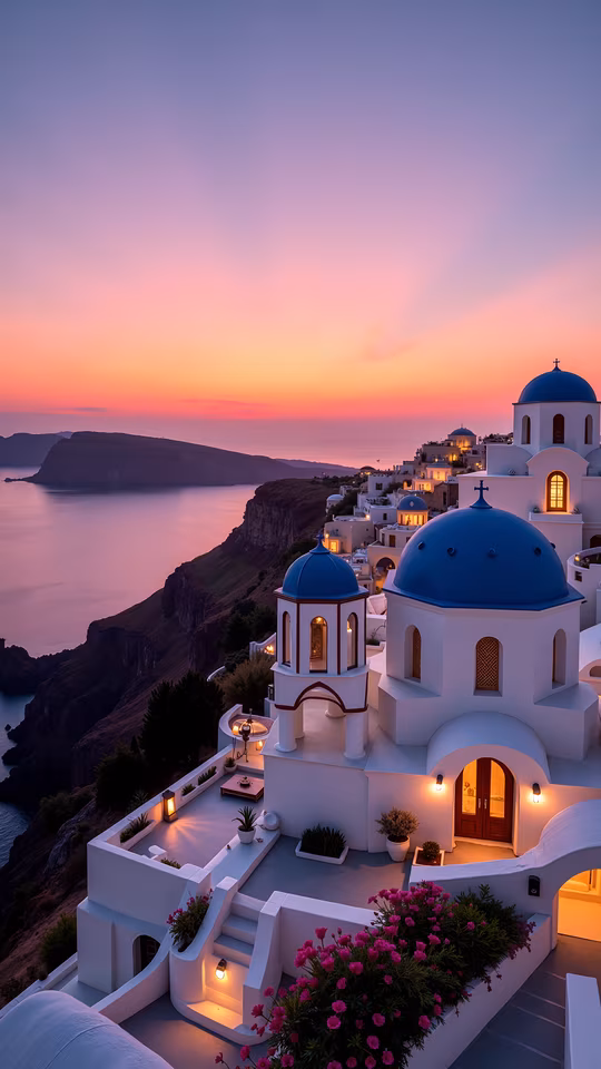 Santorini Sunset Illustration