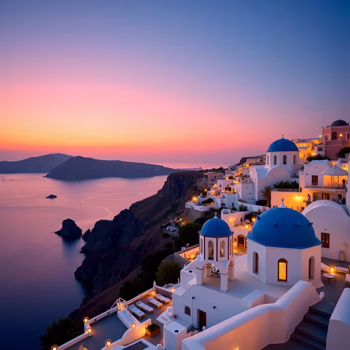 Santorini Sunset Illustration