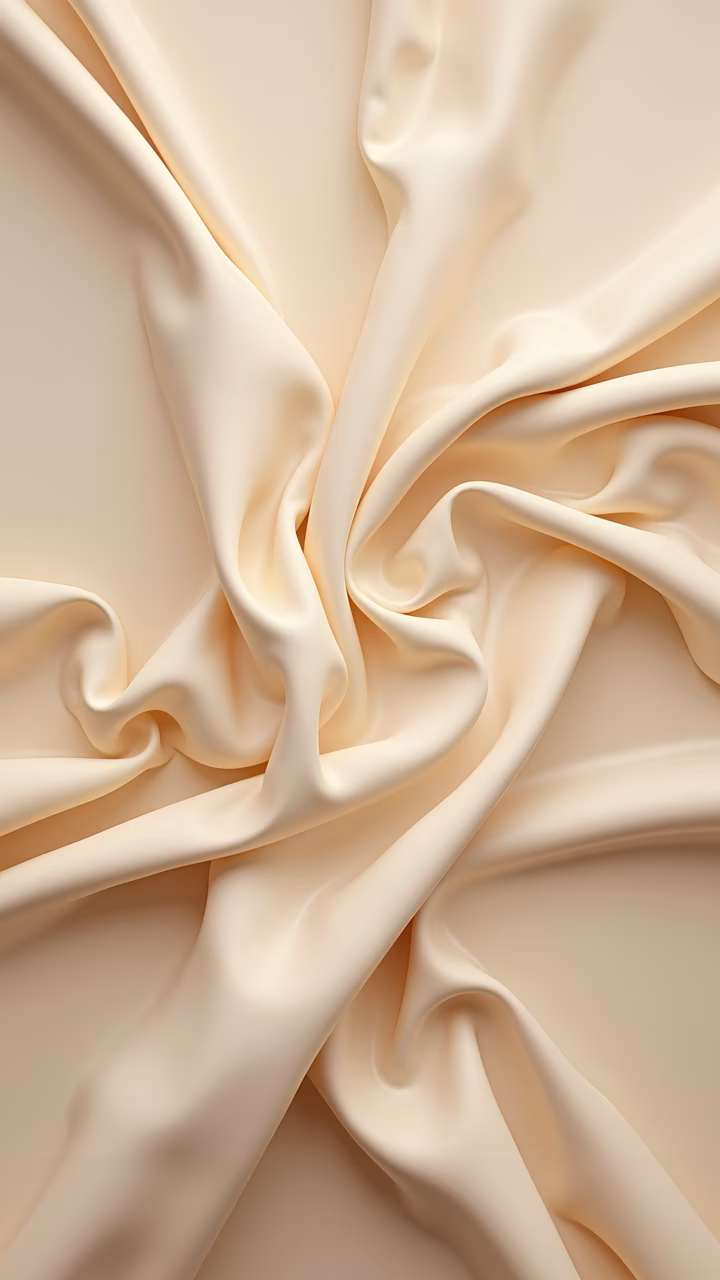 Detailed silk fabric illustration with smooth textures and soft beige tones.