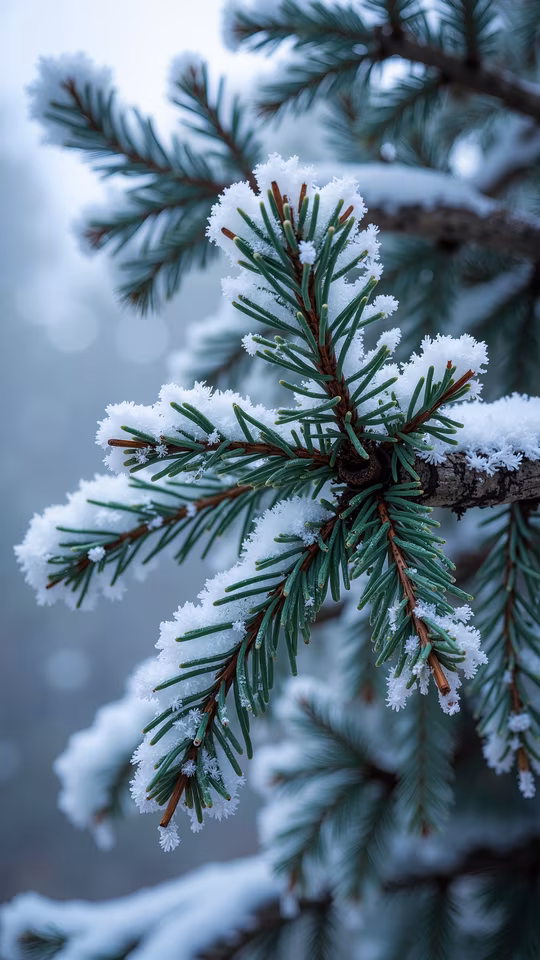 Snow-Covered Pine Branch