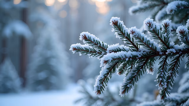 Snow-Covered Pine Branch