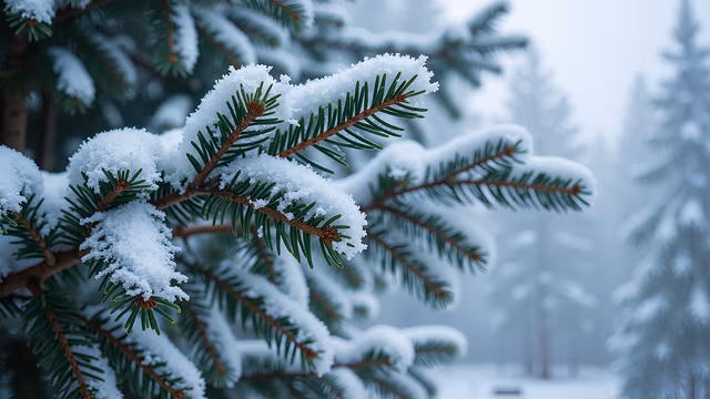 Snow-Covered Pine Branch