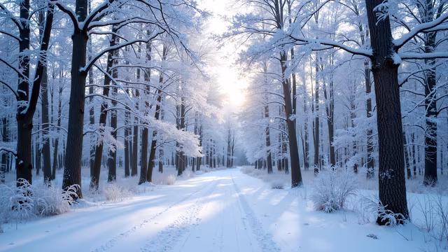 Snowy Forest Path
