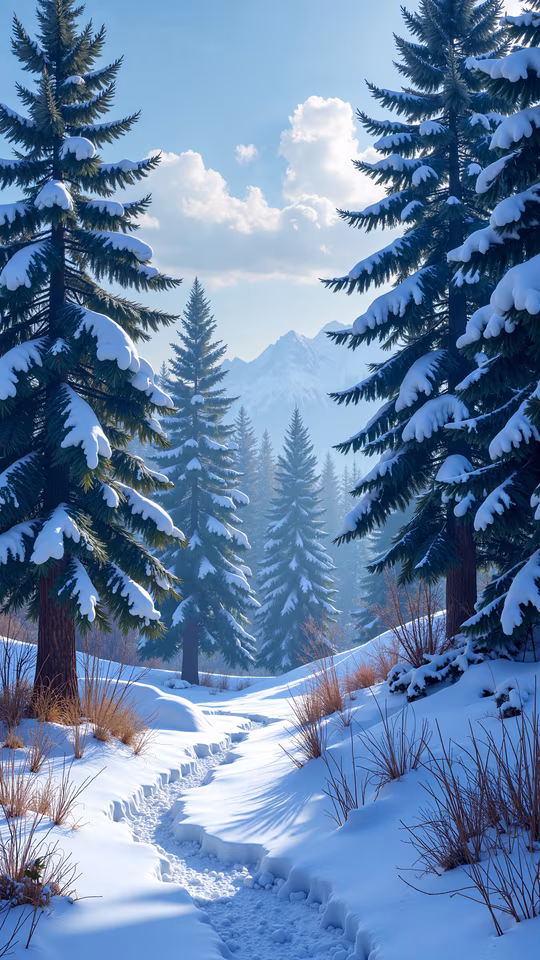 Snowy Forest Path