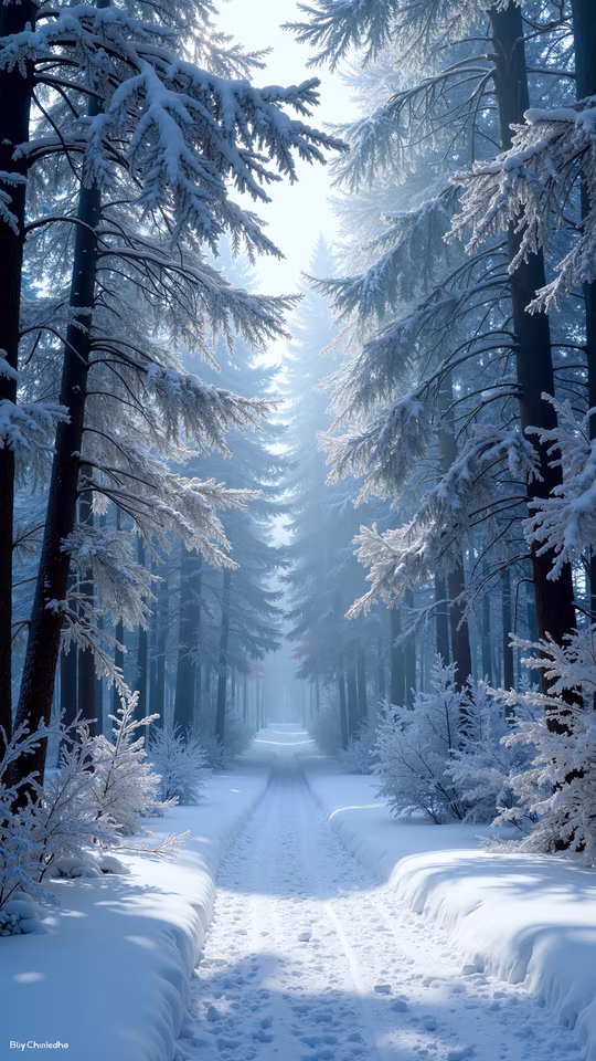 Snowy Forest Path