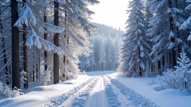 Snowy Forest Path