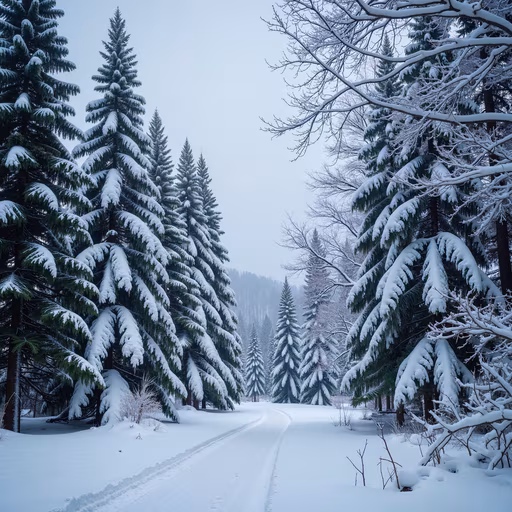 Snowy Forest Path