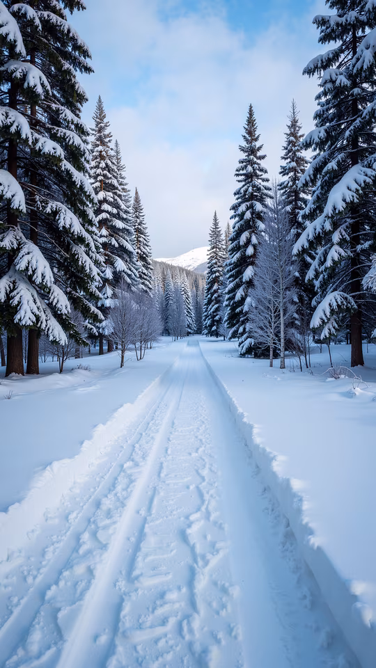 Snowy Forest Path