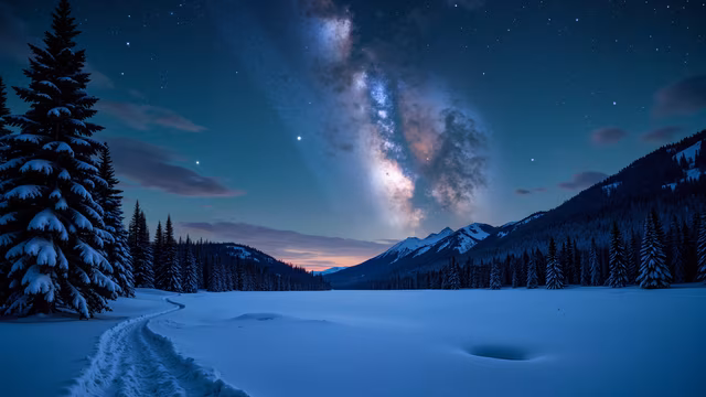 Snowy Night Landscape