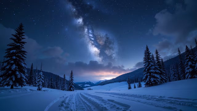 Snowy Night Landscape