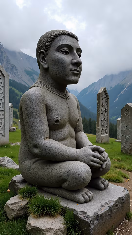 Stone Statue in Meditation Pose