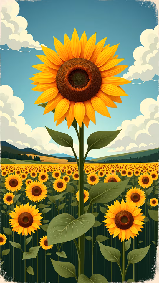 Sunflower Field Illustration