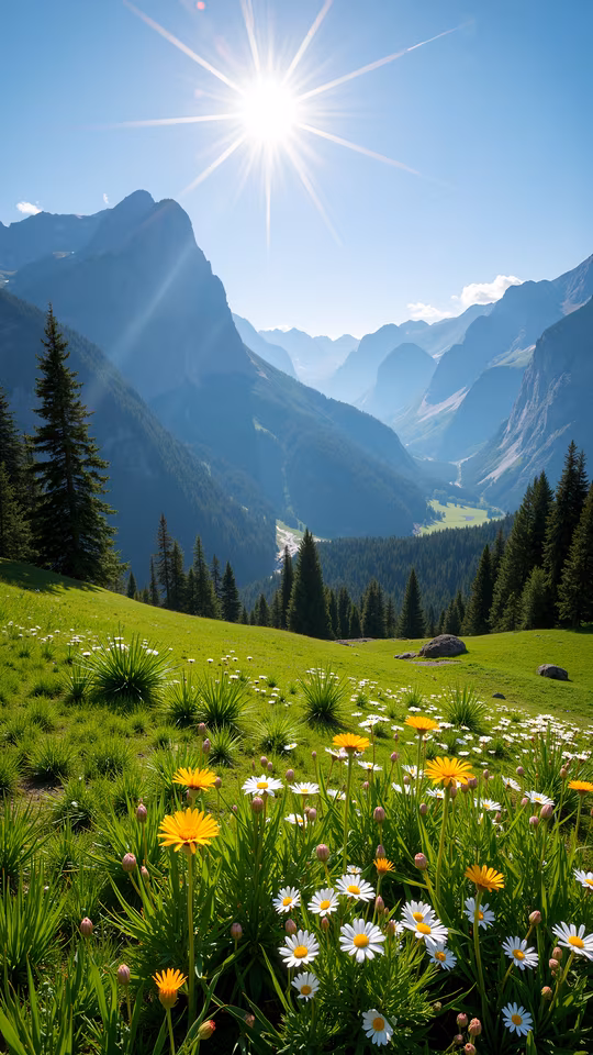 Sunlit Mountain Valley