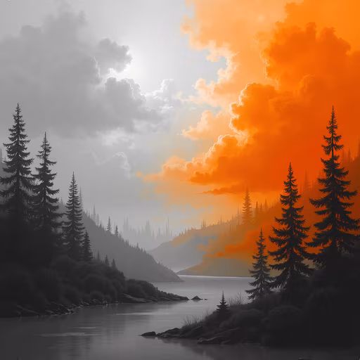 Sunset Forest Illustration