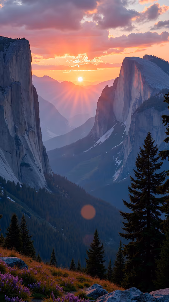 Sunset Over Mountain Peaks