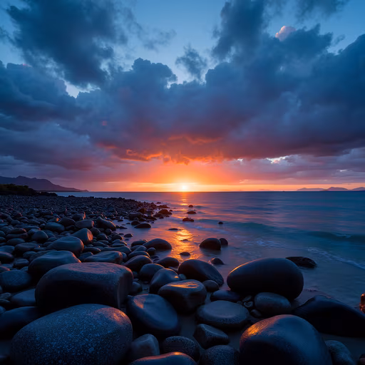 Sunset Over Rocky Beach