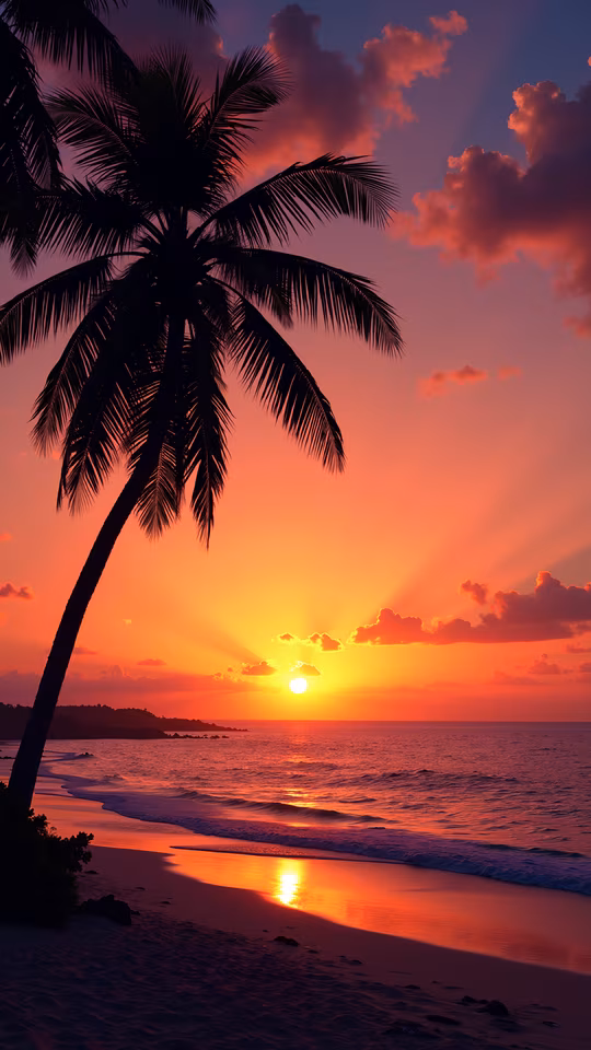 Sunset Palm Beach Illustration