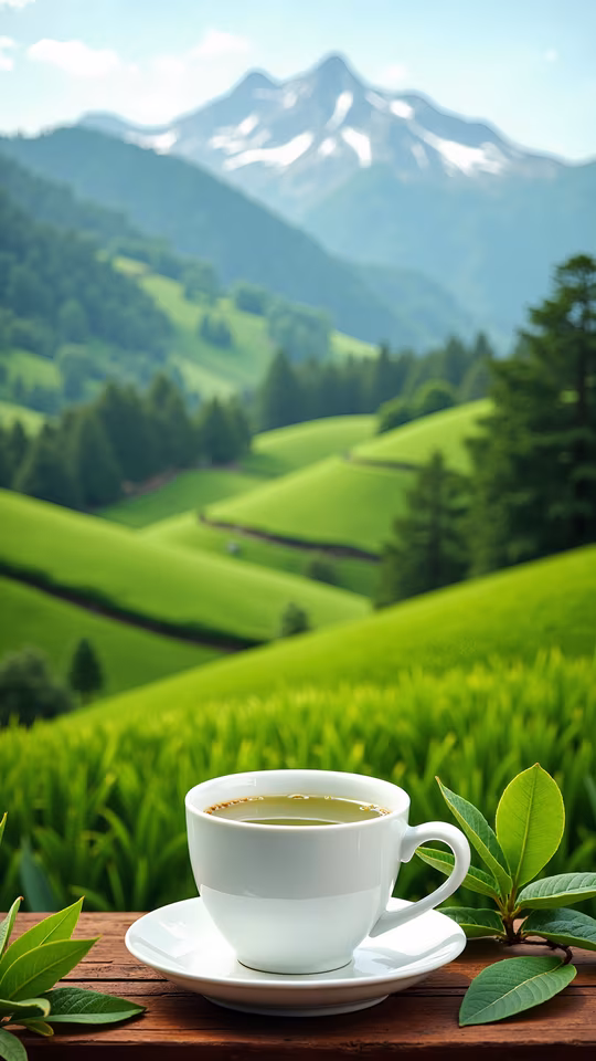 Tea Cup in Green Landscape