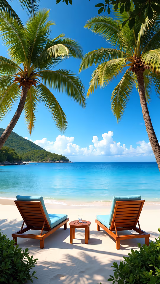 Tropical Paradise Beach Illustration