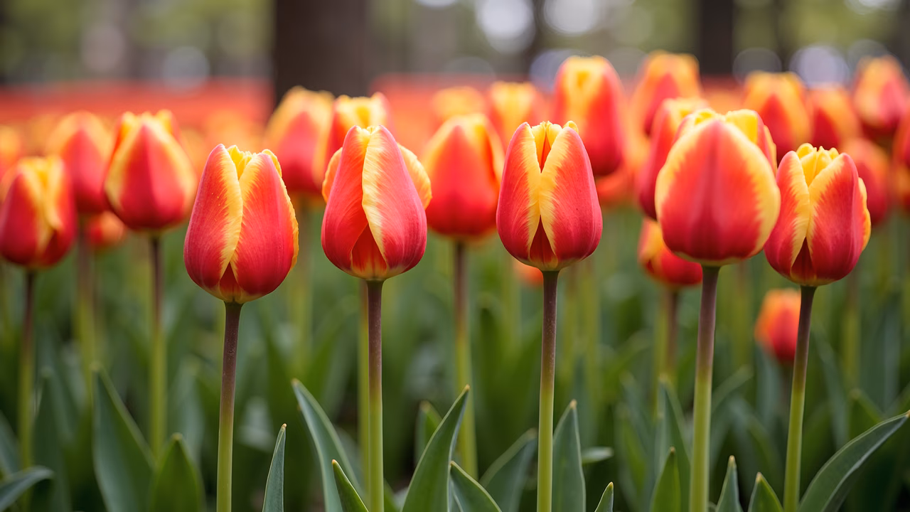 Vibrant tulips in full bloom, showcasing spring's natural beauty.
