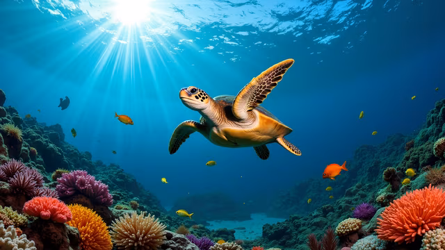 Underwater Turtle Illustration