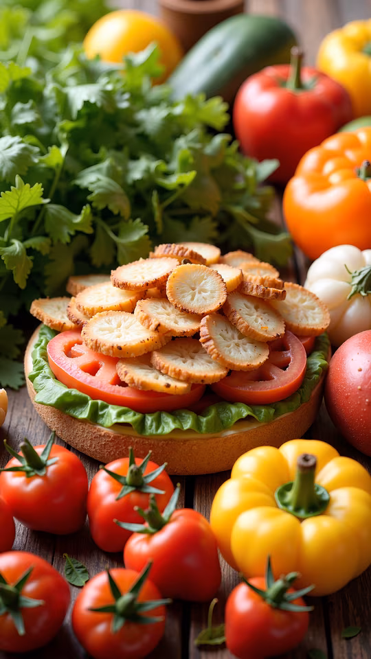 Vibrant Vegetables and Crispy Chips