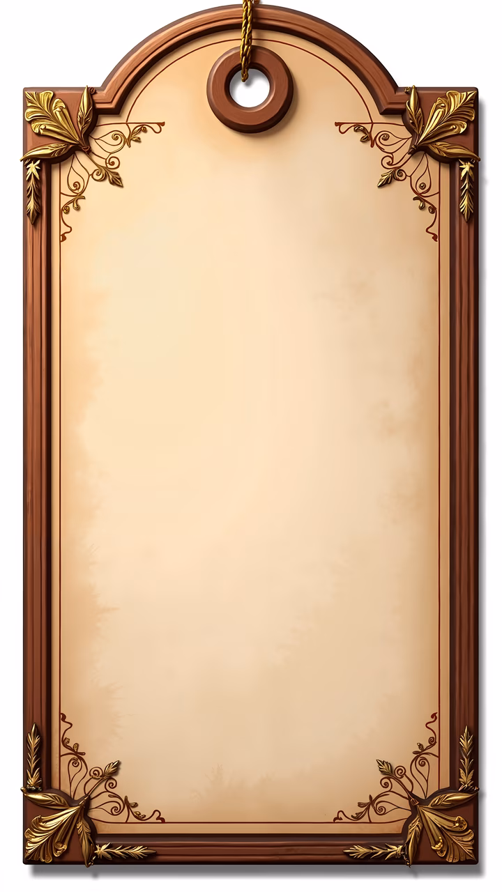 Vintage Wooden Frame with Intricate Gold Detailing and Floral Patterns